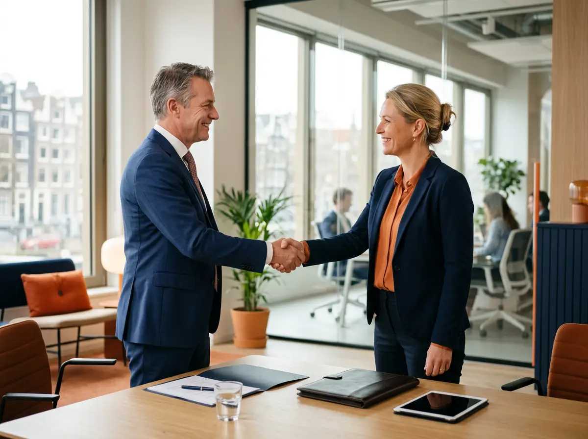 Twee ondernemers schudden handen na een goede deal