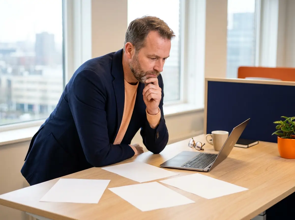 Professional bekijkt meerdere ontvangen offertes